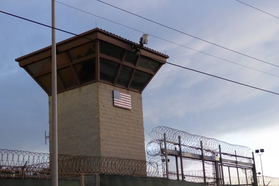 The main gate at the prison at the US Guantanamo Naval Base in Cuba, which is notorious for the torture and cruel treatment of people detained there.