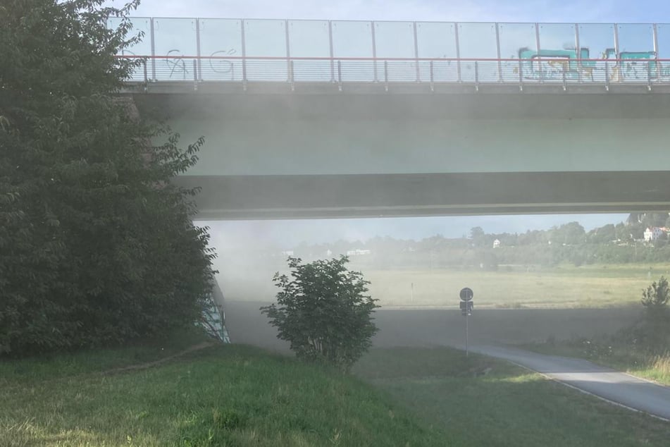 In Kaditz entstand während der Verfolgungsjagd eine Staubwolke.