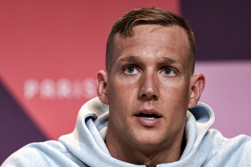 American swimmer Caeleb Dressel attends the World Aquatics press conference ahead of the Paris Olympic Games.