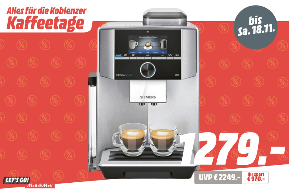 Siemens TI9558X1DE EQ.9 plus connect s500 für 1.279 statt 2.249 Euro.