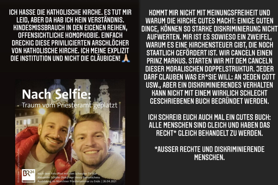 Die Montage zeigt Screenshots zweier Instagram-Storys von Josimelonie vom Montag.