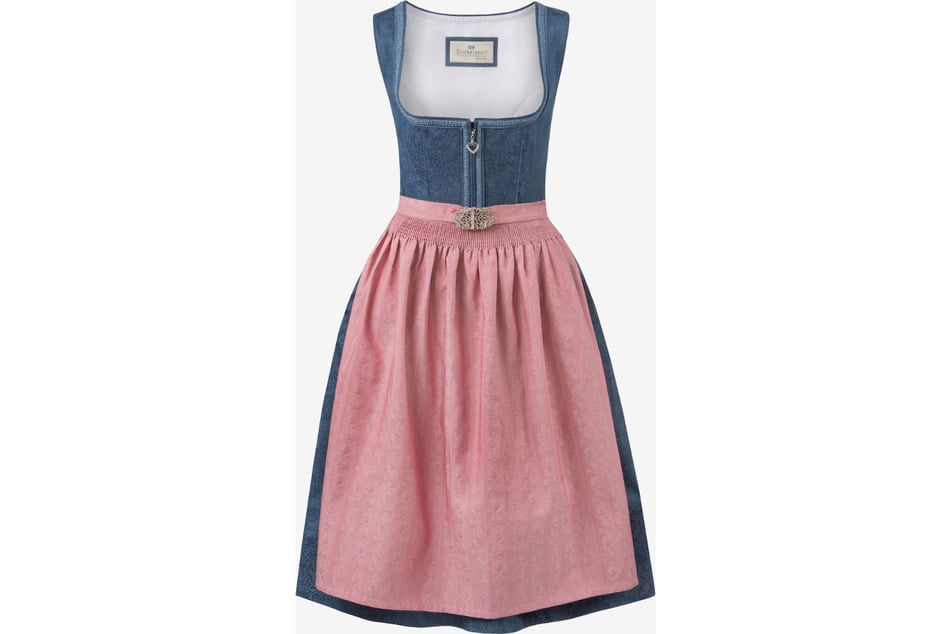 Das Midi-Dirndl "Roseline" von STOCKERPOINT zählt zu den beliebten Looks fürs Oktoberfest 2023.