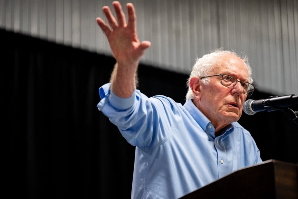 Senator Bernie Sanders speaks during an October 2024 "Our Fight, Our Future" rally ahead of the voter registration deadline in Austin, Texas.