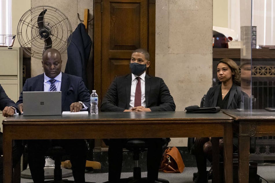 Smollett was seen sitting with his attorneys at his sentencing hearing at the Leighton Criminal Court Building before the judge's ruling.