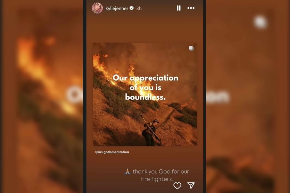 Kylie Jenner recently sent out a sweet message of thanks to the firefighters who are taking on the raging California wildfires.