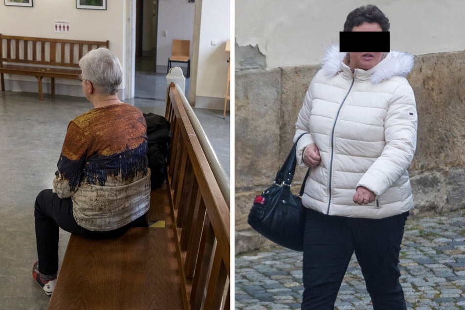 Busfahrerin Ricarda J. (49, r.) wurde vom Amtsrichter in Dippoldiswalde verurteilt. Links sitzt eines der Opfer (63), die von wildfremden Männern belästigt wurde.