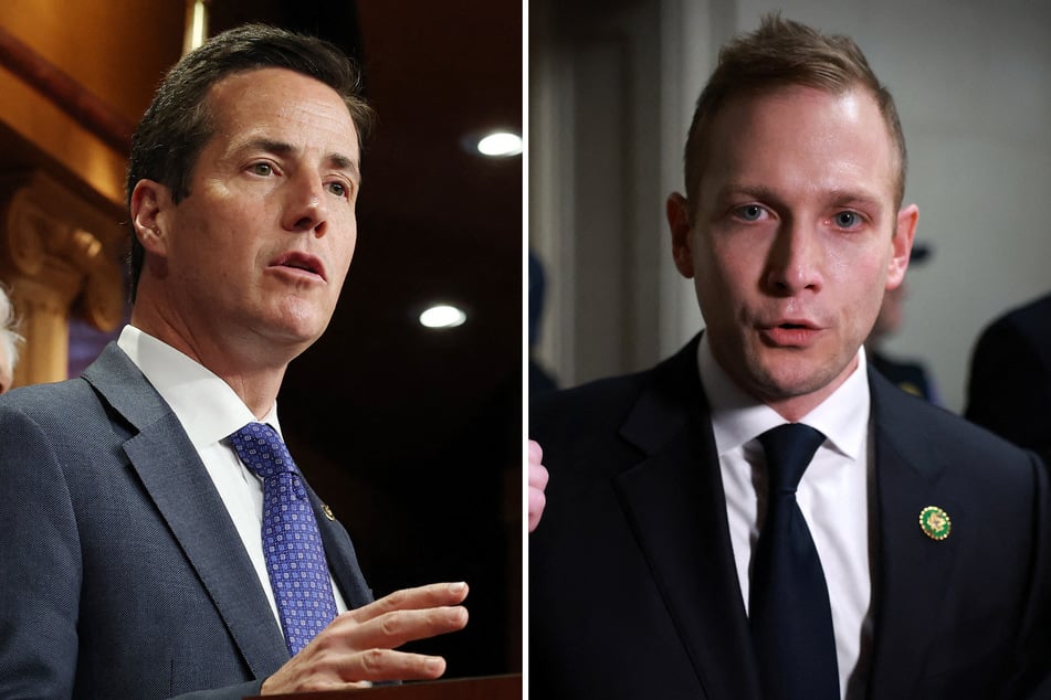 Republican Senator Bernie Moreno (l.) called for Representative Max Miller (r.) to be removed from office over allegations he abused his ex-wife and child.