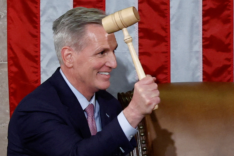 Kevin McCarthy wields the Speaker's gavel after the 15th vote.
