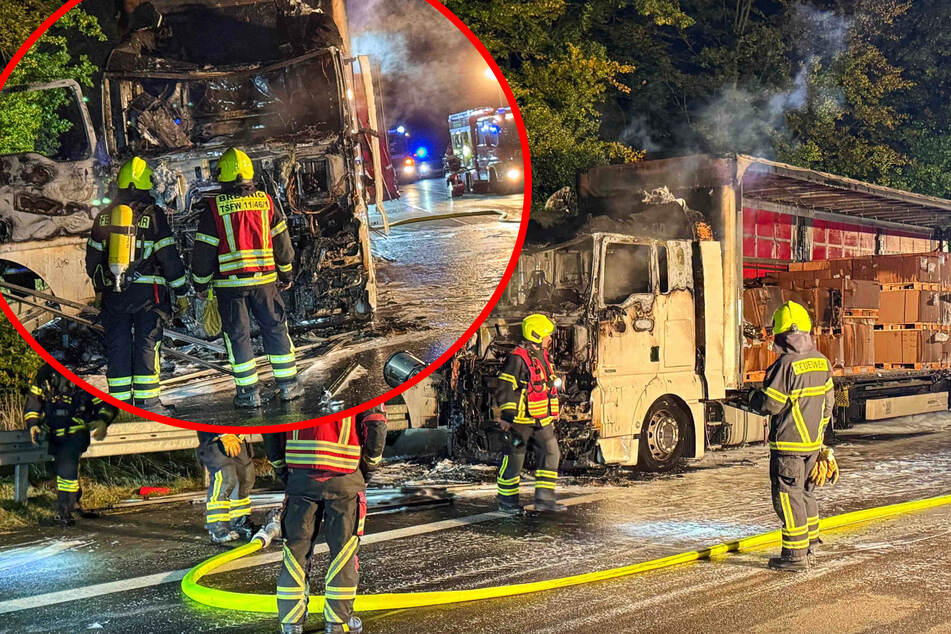 Vollsperrung auf A4 Richtung Dresden: 40-Tonner steht in Flammen