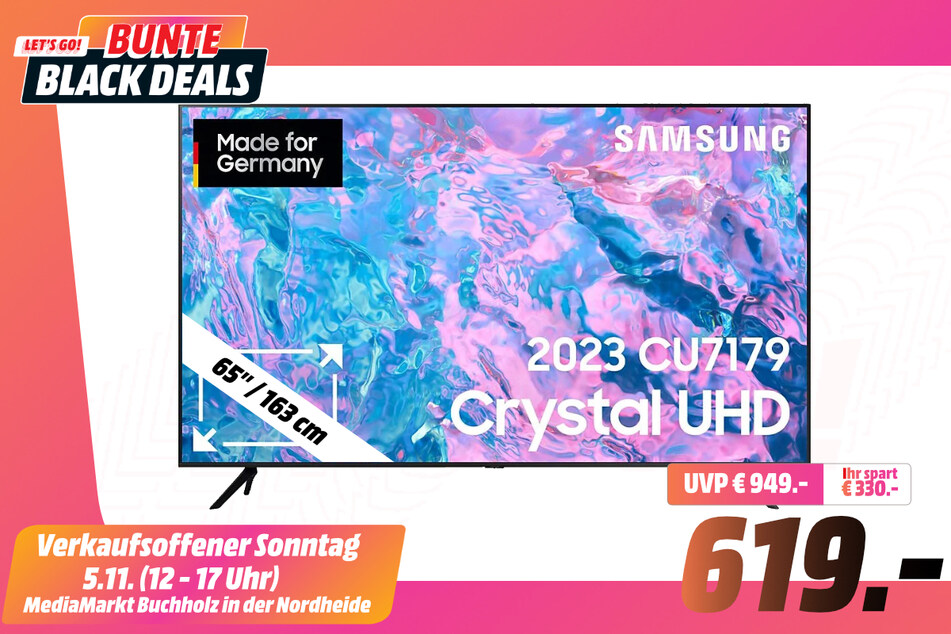 65-Zoll Samsung-Fernseher für 619 statt 949 Euro.