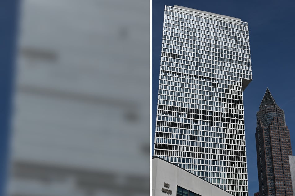Auf Höhe des 33. Stocks hingen die zwei Arbeiter in einer Gondel am Frankfurter Hochhaus namens "One" fest.