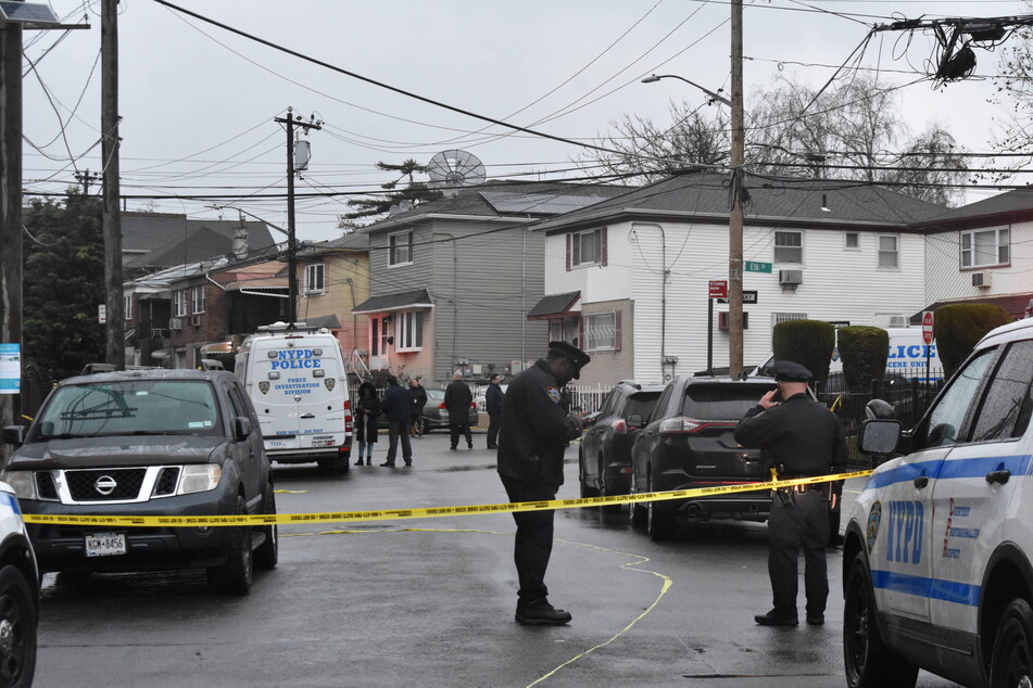 Police arrived at the scene in Queens, New York, where a 38-year-old with a knife attacked and killed four members of the same family.