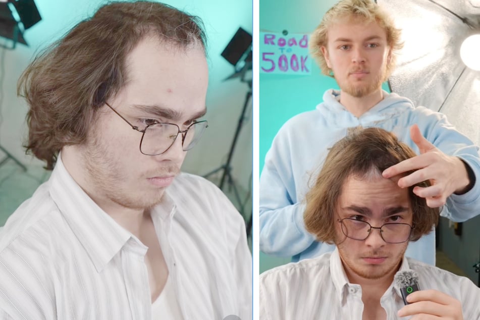 Der Kunde von Barber Grant hat bereits mit 20 Jahren mehrere graue Stellen, die es zu verdecken gilt.