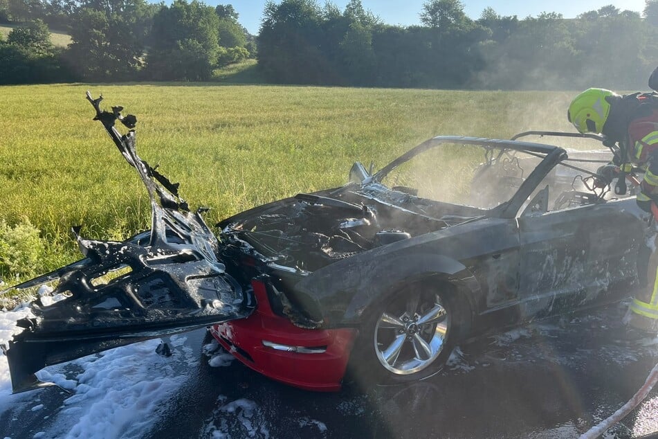 Die Feuerwehr konnte den Ford Mustang nicht mehr retten.