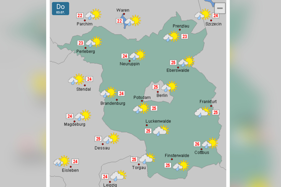 Am Donnerstag werden am Vormittag Regen und Gewitter erwartet.
