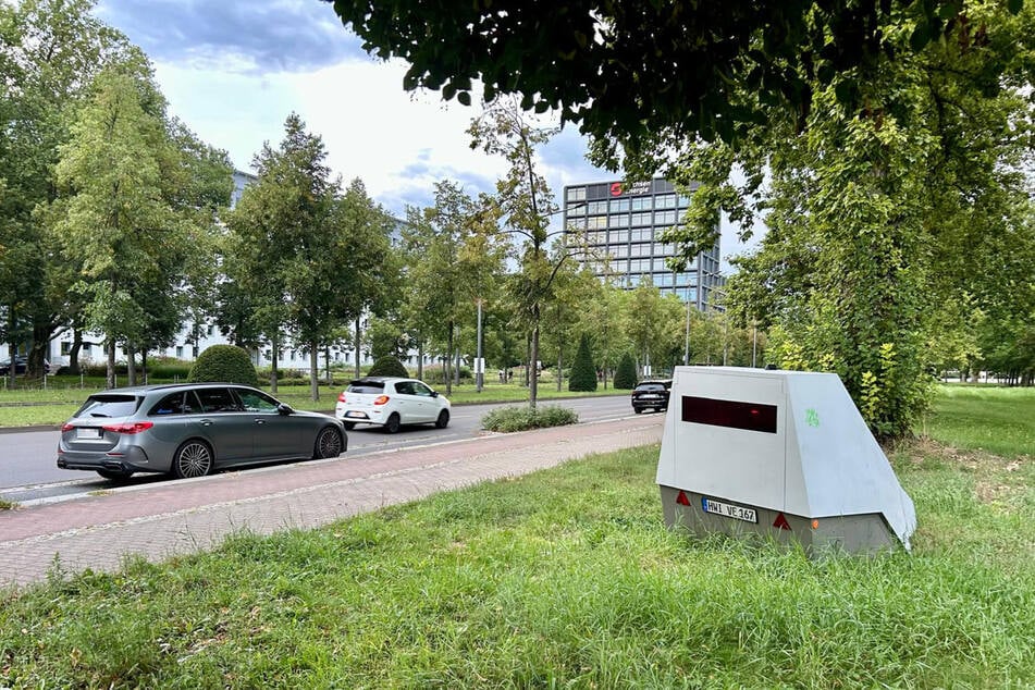 Ein Superblitzer im Grünen: Dieser Anblick zeigt sich gerade in der Dresdner Südvorstadt.