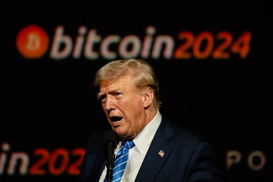 Donald Trump gives a keynote speech on the third day of the Bitcoin 2024 conference at Music City Center in Nashville, Tennessee, on July 27, 2024.