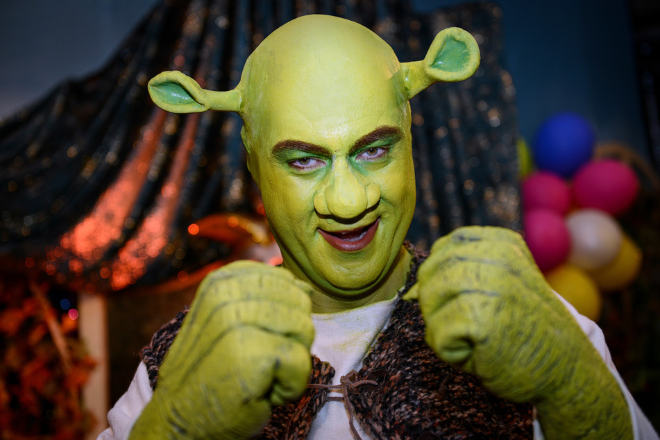Markus Söder als "Shrek der tollkühne Held" verkleidet auf der Prunksitzung des Fränkischen Fastnachtsverbandes "Fastnacht in Franken" im Jahr 2014.