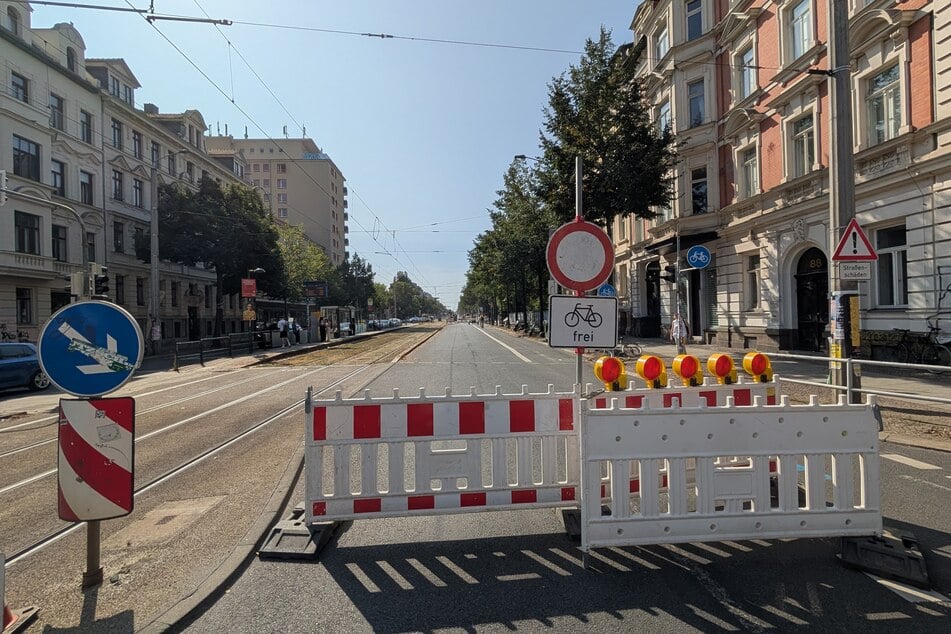 Dieser Abschnitt der Leipziger Karli ist dicht - und zwar bis voraussichtlich Freitag.