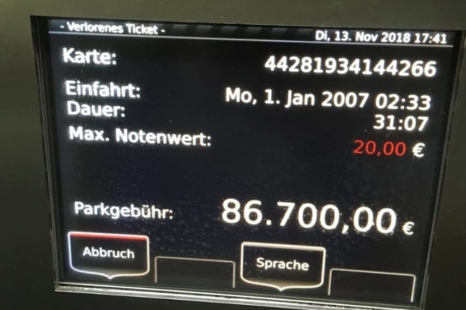 Der Fotobeweis der irren Parkautomaten-Rechnung.