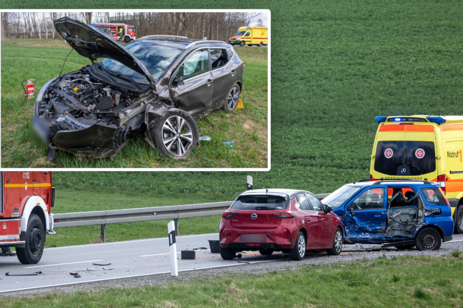 Heftiger Crash im Erzgebirge: Landstraße komplett gesperrt!