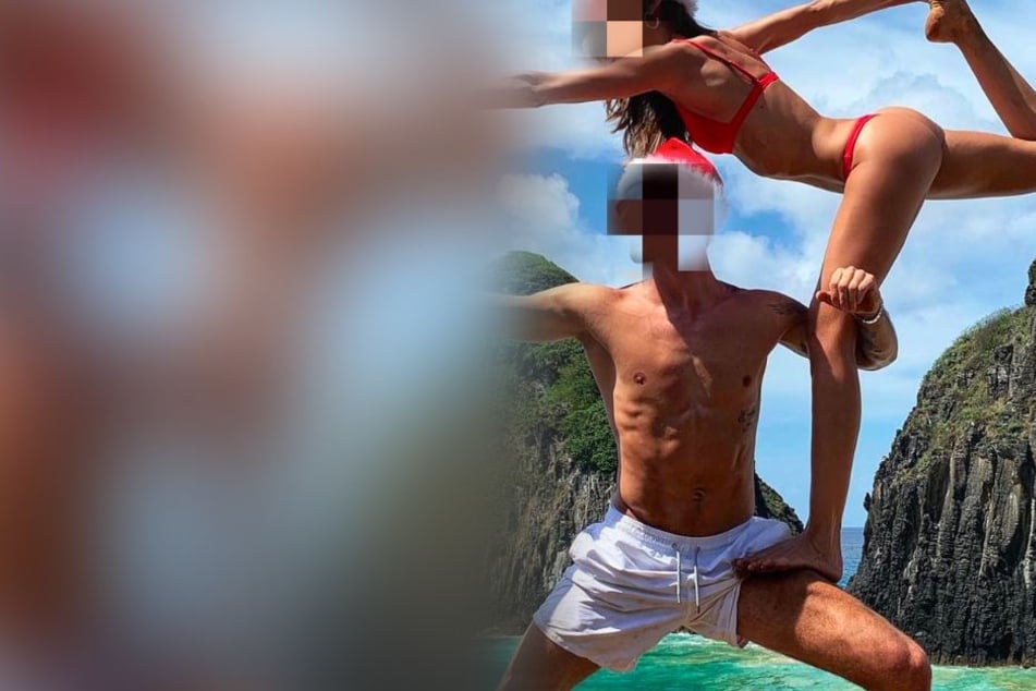 Nikolausmütze und viel nackte Haut: Doch welches Sexy-Promi-Paar posiert hier so ästhetisch? Die Auflösung gibt's weiter unten.