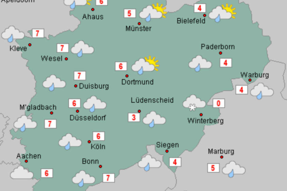 Die Temperaturen in NRW sinken im Laufe dieser Woche stetig. Dazu wird es trüb und regnerisch.