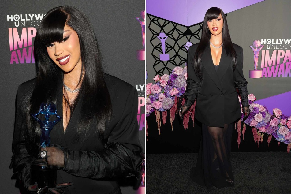Cardi B gives off goth goddess vibes in elegant red carpet fit!