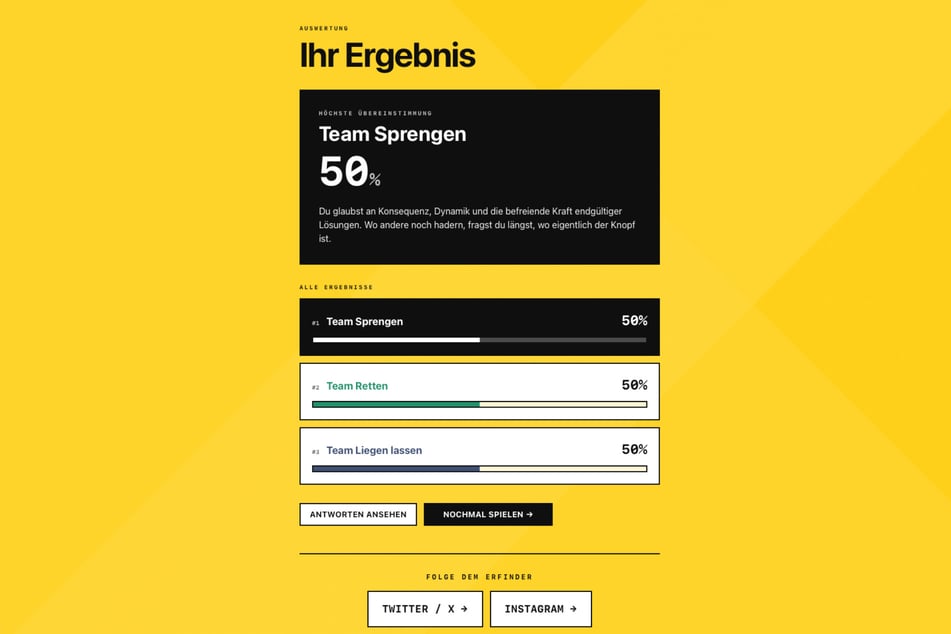 Am Ende bekommt man ein Ergebnis.