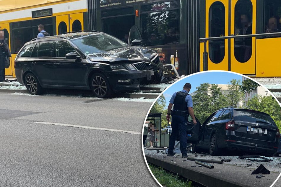 Jede Menge Scherben! Škoda kracht in Haltestelle am Großen Garten