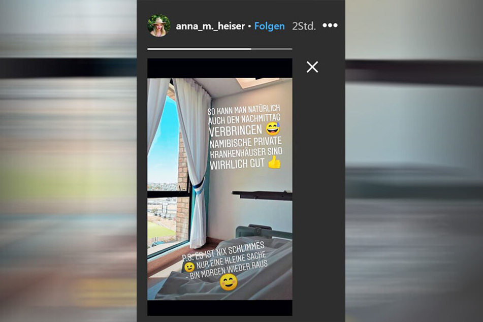 In ihrer Insta-Story meldet sich Anna Heiser (29) aus dem Krankenhaus.