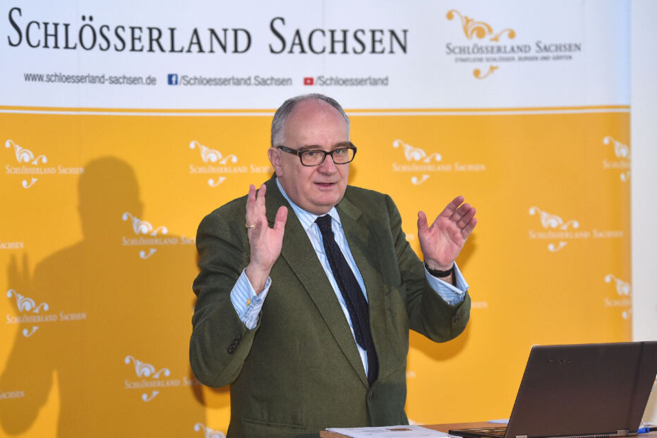 Der Geschäftsführer vom Schlösserland Sachsen, Dr. Christian Striefler, blickte am Dienstag in der Filmkuppel "Zwinger Xperience" auf die Saison 2019 zurück.
