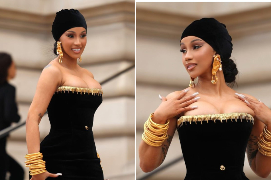 Cardi B sparkles in stunning outfit at Paris fashion event