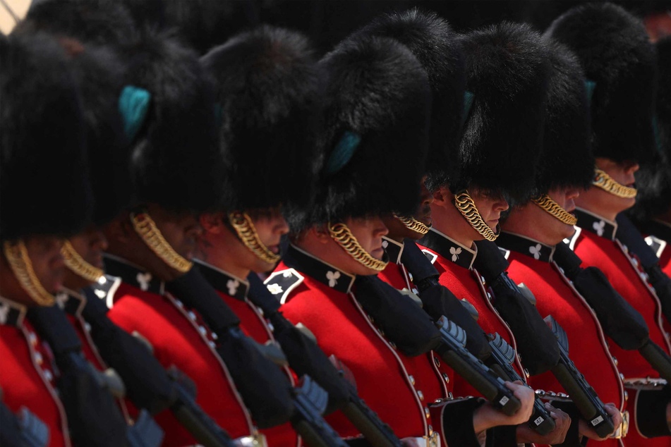 Participants in a final evaluation of the procession in London on Saturday ahead of the upcoming King's Birthday Parade, the Trooping of the Colour.