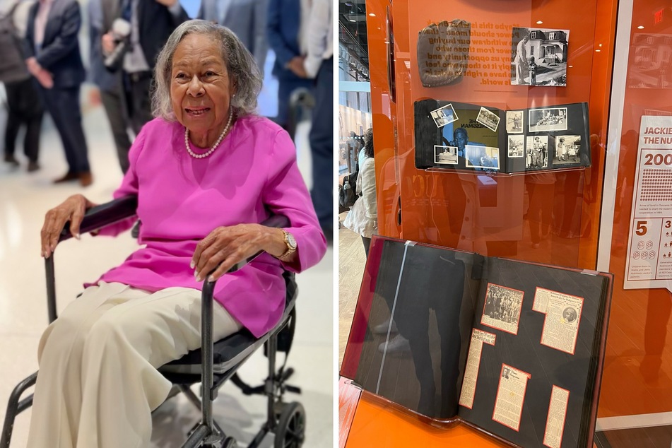 Jackie Robinson's wife, Rachel Robinson, cut the ribbon at the museum's grand opening Tuesday morning.