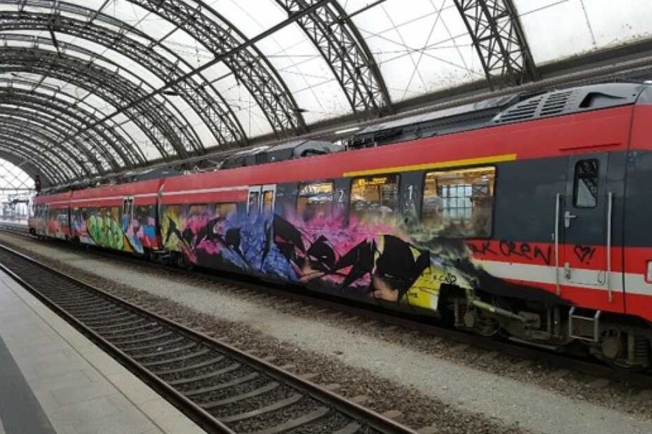 Unter anderem diesen Zug besprühten die Täter.