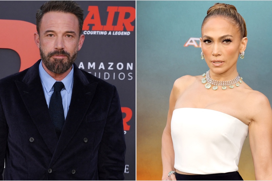 Did Ben Affleck miss Jennifer Lopez's (r.) movie premiere because of their marital woes?