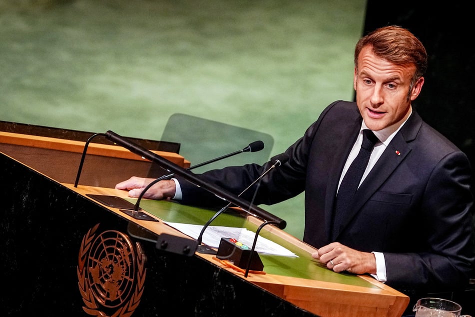 Frankreichs Präsident Emmanuel Macron (47) am Montag bei den Vereinten Nationen in New York.