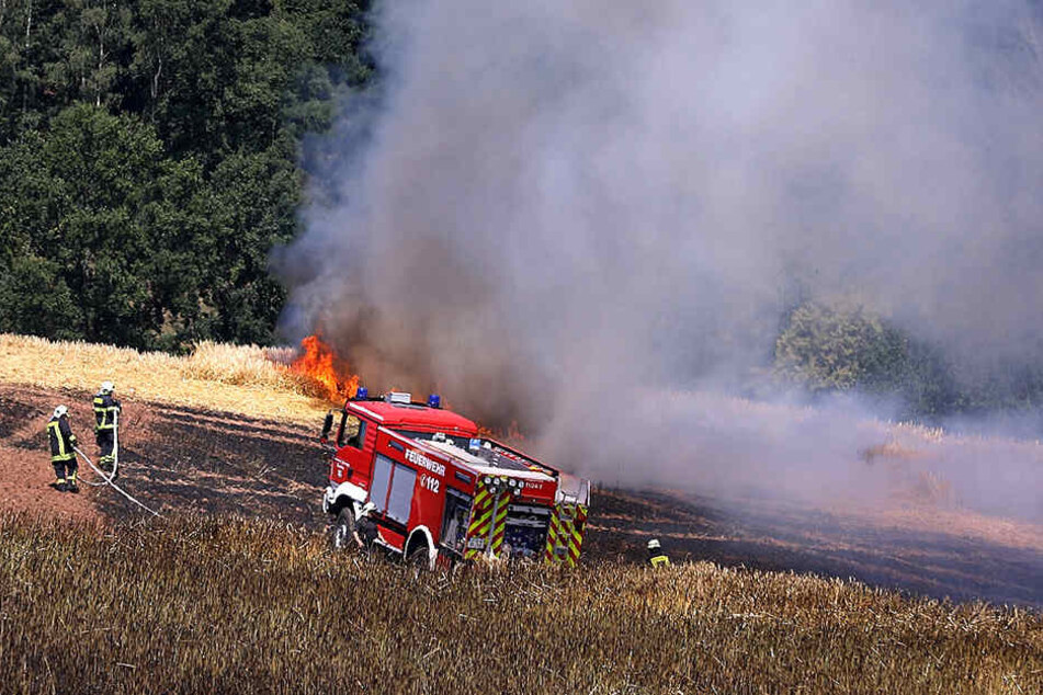 Die Feuerwehr versucht die Flammen zu löschen.