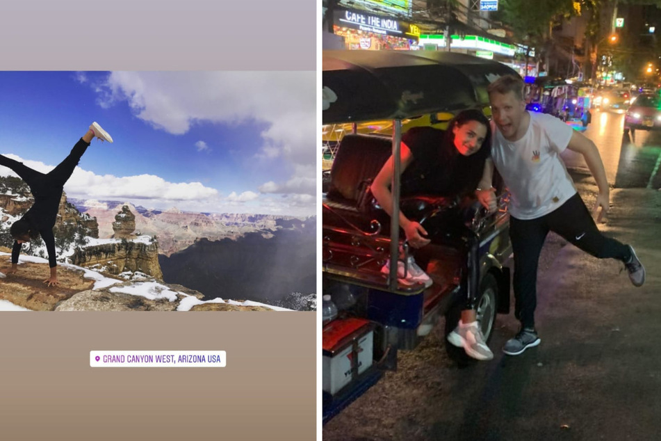 Amira Pocher (28) hat bereits am Grand Canyon Handstand gemacht und war mit Ehemann Oliver Pocher (43) in Tokio unterwegs. (Fotomontage)