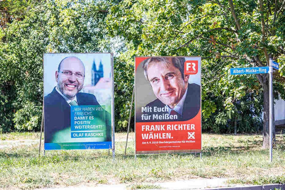 Die Kontrahenten Richter (r.) und Raschke auf ihren Wahlplakaten.