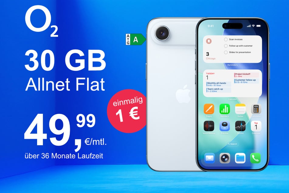 Das neue iPhone 17 Air inkl. 30 GB Datenvolumen für nur 1 Euro exklusiv bei o2.