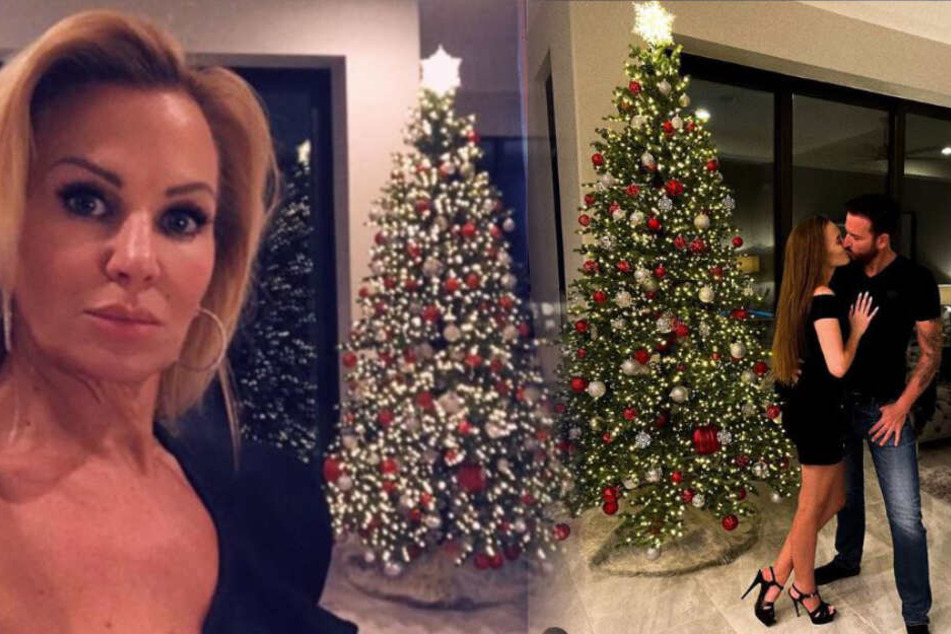 Ein Baum - zwei Frauen: Links posiert Michael Wendlers Ex-Frau, rechts der Wendler selbst mit seiner Laura.