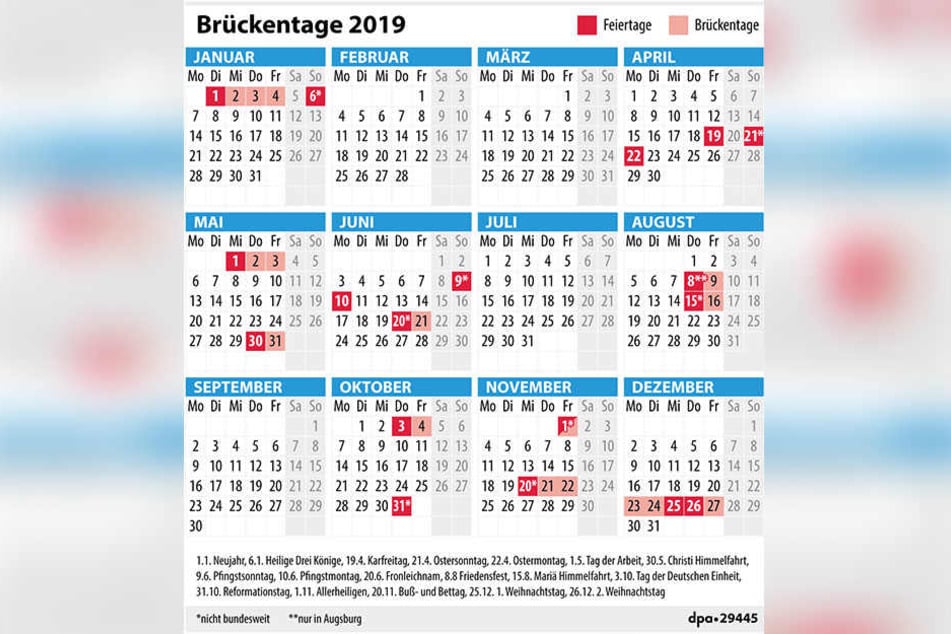 Mit diesem Kalender gerät kein Brückentag aus dem Blick.
