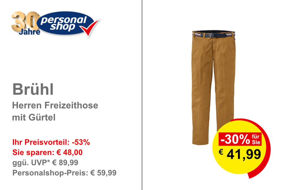 Brühl Herren Freizeithose mit Gürtel