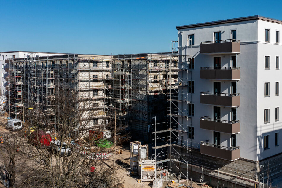 Neubauten der Leipziger Wohnungs- und Baugesellschaft (LWB) in der Messestadt. Unter anderem die hohen Baukosten belasten derzeit die Wohnungsunternehmen.