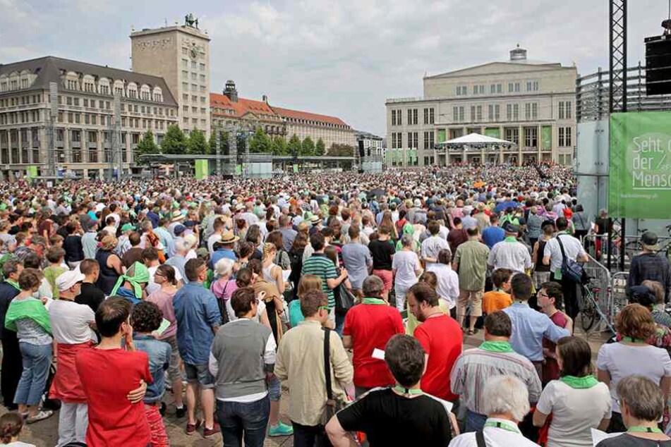Der Augustusplatz wird ähnlich voll, wie zum Katholikentages am 29.05.2016.