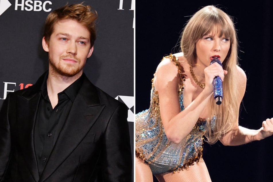Fans are speculating that Taylor Swift (r) may have alluded to some drama in her recent split from Joe Alwyn with Friday night's surprise songs on The Eras Tour.