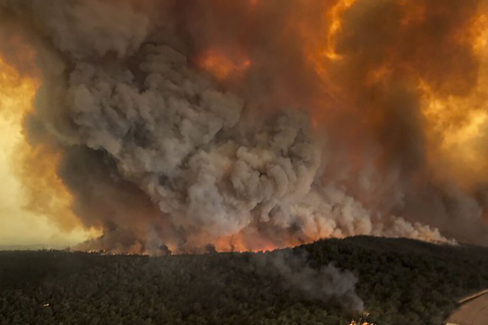 Der Buschbrand in Bairnsdale, Australien.