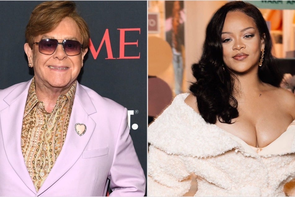 Elton John (l.) made fun of his limited eyesight with a joke that involved Rihanna.